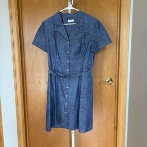 Untuckit For Her Womens Georgia Chambray Paisley‎ Shirt Dress Size 12 Blue